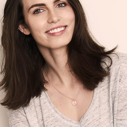 Disc Initial Necklace Gifts for Girls - 14K Gold Filled/Rose Gold/S925 Sterling Silver Disc Initial Necklaces Personalized Birthday Gift Tiny Initial Necklace Jewelry for Girls Women