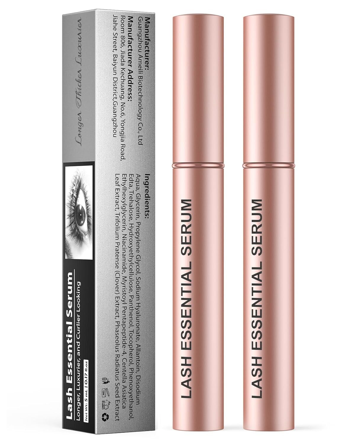 Natural Cosmetic Eyelash Serum for Longer, Thicker Lashes & Brows, Boost Lash Serum Vegan & Cruelty-Free - Niacinamide, Centella Asiatica Leaf Extract (10 Ml Pink)
