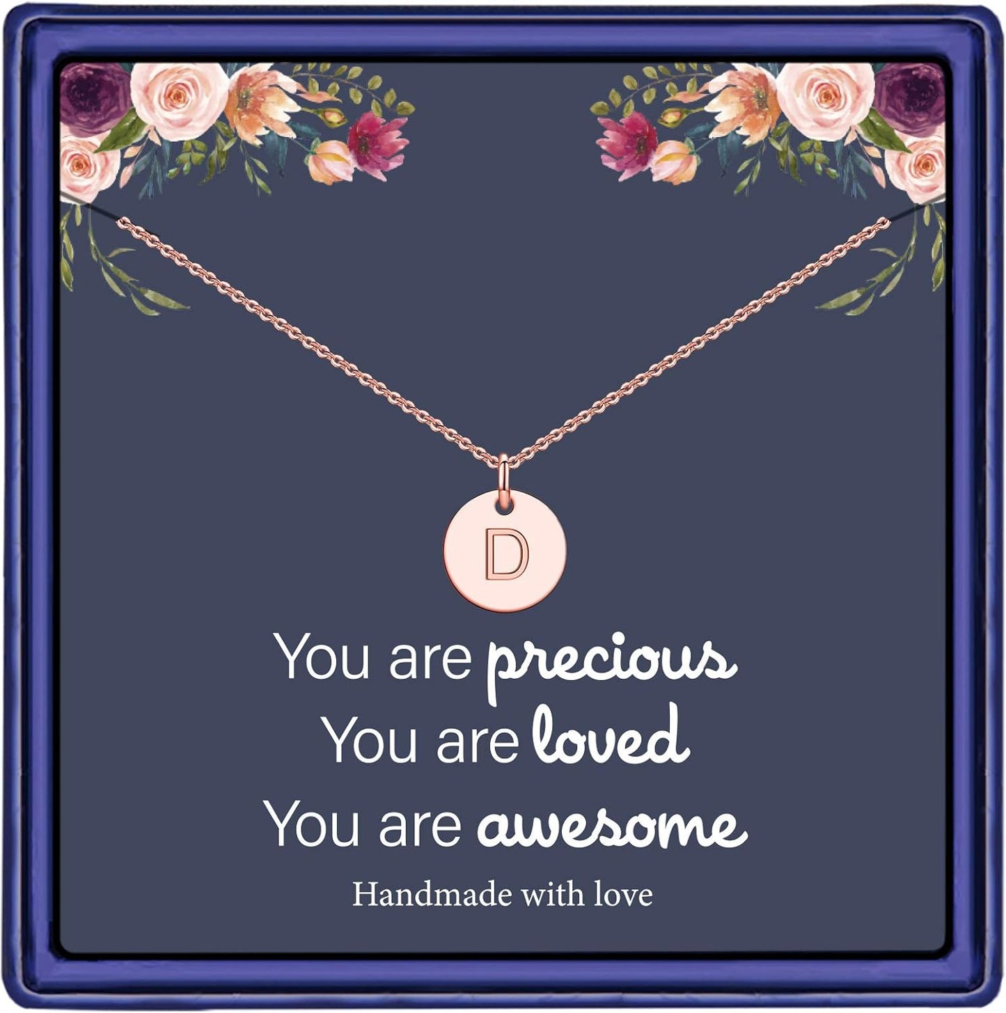 Disc Initial Necklace Gifts for Girls - 14K Gold Filled/Rose Gold/S925 Sterling Silver Disc Initial Necklaces Personalized Birthday Gift Tiny Initial Necklace Jewelry for Girls Women