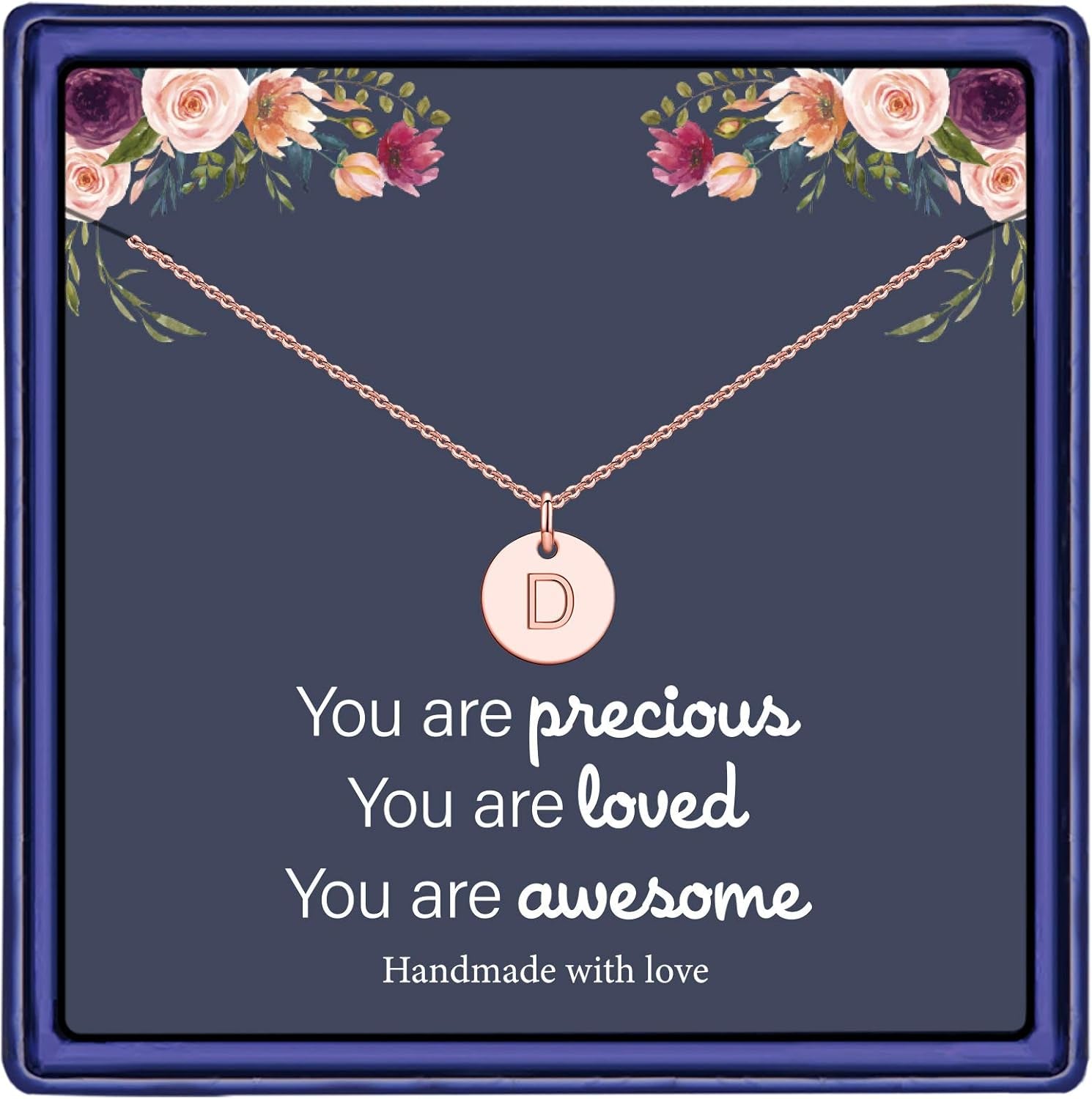 Disc Initial Necklace Gifts for Girls - 14K Gold Filled/Rose Gold/S925 Sterling Silver Disc Initial Necklaces Personalized Birthday Gift Tiny Initial Necklace Jewelry for Girls Women